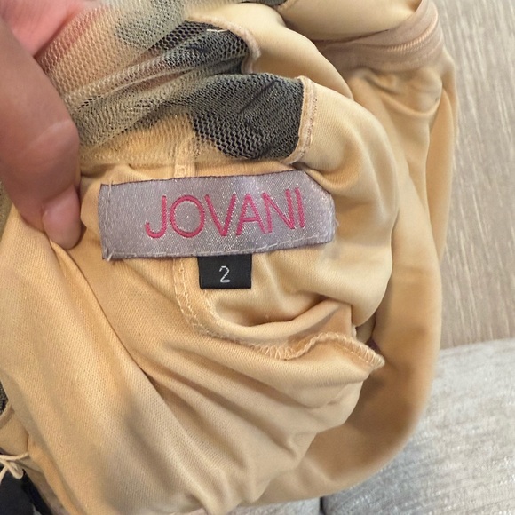 Jovani Tan and Cream Plunge Neck Prom Gown - Picture 10 of 10